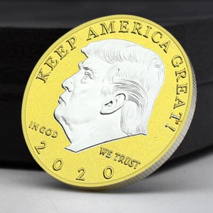 US 45th President Donald Trump 2020 Gold and Silver Dual Color Challenge Coin - Picture 1 of 12
