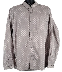 Nike Men XL Long Sleeve Button Cuffs Shirt Gray Print Pocket Logo Skater Casual - Picture 1 of 15