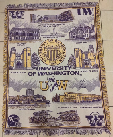 Washington Huskies Purple Afghan Throw Blanket Signature Designs Collegiate!! Cover
