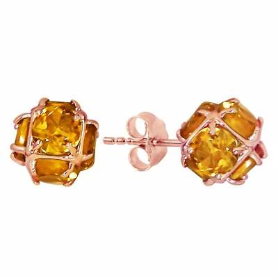5.7 Carat 14K Solid Rose Gold Stud Gemstone Earrings Natural Citrine Jewelry - Image 1 of 4