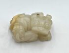 Old Ancient Chines Ming Qing Dynasty Antique White Jade Figurine Dragon Pendant