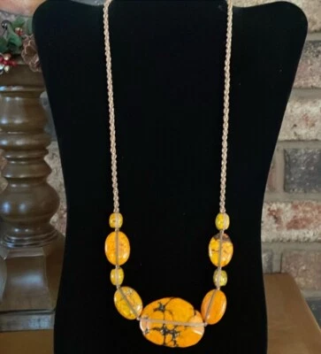 Chan Luu Naranja Turquesa Raro Collar Piedra Foto 1 de 4