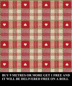 Red Gingham Love Heart Quadratische Tischdecke Vinyl Öl Tuch PVC Stoff Material - Bild 1 von 1