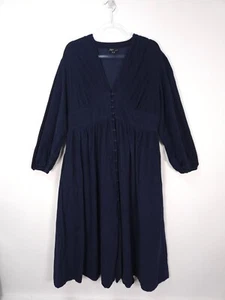 Nobody’s Child Dress Size 16 Navy Blue Corduroy Balloon Sleeve Midi Starlight - Picture 1 of 11