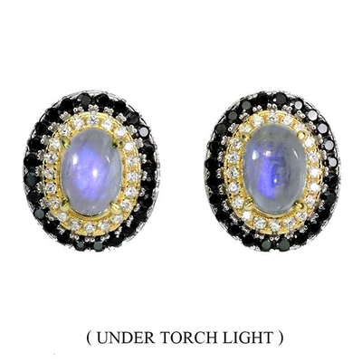 Pendientes de plata de ley 925 piedra lunar ovalada 7x5 mm espinela piedras preciosas joyería Foto 1 de 4