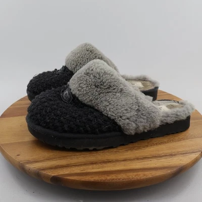 ZAPATILLAS SIN CORDONES UGG ACOGEDORAS DE PUNTO NEGRAS FORRADAS DE PIEL DE OVEJA TALLA 9 EE. UU. Foto 1 de 4