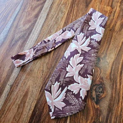 Corbata Calentador Vientre Ancho Hojas Tropicales Marrón Beige American Shops Años 40 De Colección Foto 1 de 4