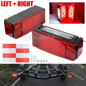 Left+Right LED Waterproof Red Trailer Boat Rectangle Stop Turn Submersible Light - Picture 1 of 11