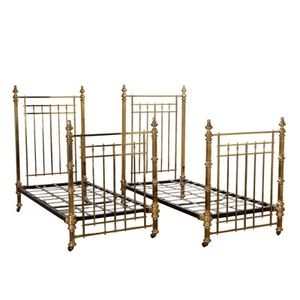 Antique Victorian Beds Iron Brass Maple and Co. Branded XIX Century Original - Picture 1 of 11
