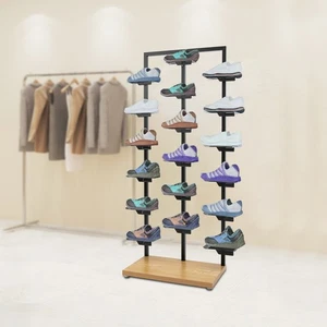 Free Standing Shoe Rack Shop Shoe Display Rack Shoe Display Shelf for 18 Pairs - Picture 1 of 15