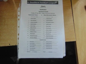 Teamsheet Friendly 2005/6 Halesowen Town v West Bromwich Albion Jul 19 - Imagen 1 de 1