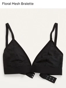 Old Navy Floral Mesh Bralette Black SZ Large - Picture 1 of 2