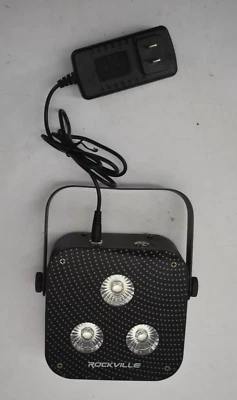 Rockville Rechargeable 3 LED Wash Par Light Black Red LED w Bracket Support - Image 1 of 4