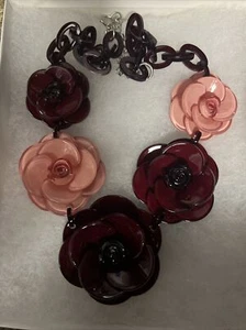 Carol And Bella Statement Floral Necklace Red And Pink New Rose Costume Jewelry - Picture 1 of 2