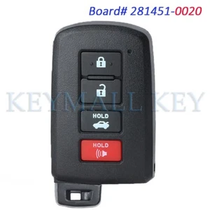 281451-0020 Smart Remote Key Fob for Toyota Avalon Camry Corolla HYQ14FBA - Picture 1 of 4