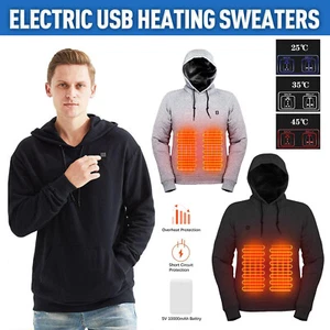 Outdoor USB Electric Heating Sweaters Hoodies Men Winter Warm Heated Clothes6y - Picture 1 of 12