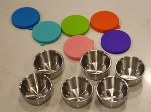 6 PCS 1.6 oz Salad Dressing Container Stainless Steel 2.5'' x 1.2'' x 1.7'' - Picture 1 of 6