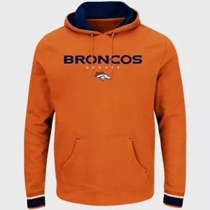 Denver Broncos Championship Pullover Hoodie Orange Plus Sizes Embroidered NFL - Picture 1 of 2