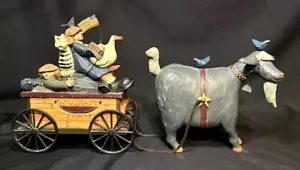 Williraye Farm Figurine WW1316 Goat Wagon Cart Kids Flags Goose Americana 2000 - Picture 1 of 20