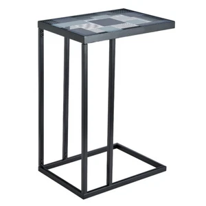 C-Shaped Sofa Side Table Coffee Laptop End Table for Living Room Leaf Pattern - Picture 1 of 12