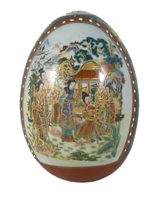 Huevo de porcelana, huevo de joyería, objeto de vitrina, pintura asiática - Imagen 1 de 3