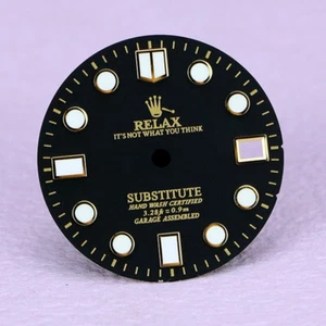 Relax Dial 28.5mm seiko mod matte black for NH35 movement BGW9 C3 lume - Picture 1 of 5