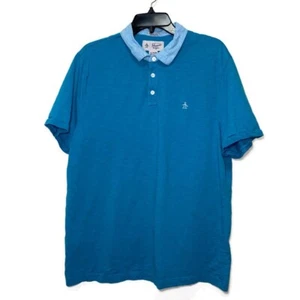An Original Penguin Mens Heritage Slim Fit Polo Blue Solid Size XL - Picture 1 of 7
