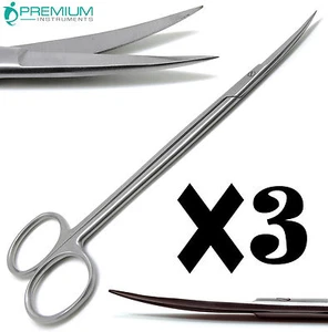 Instrumento afilado/agudo tijera dental quirúrgica médica otorrinolaringológica Kelly curvo 7" 3 piezas - Imagen 1 de 5