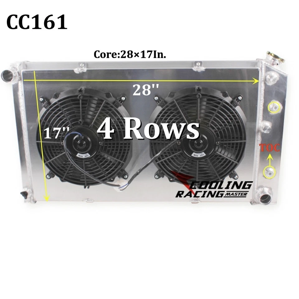 For 1965-1974 Cadillac DeVille All Aluminum 4 Row Radiator with Electric Fans - Image 1 of 4