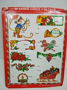 120 Etichette Regalo Natale 1985 Nuove In Confezione Peck Incorporated - Foto 1 di 5