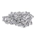 100 Pcs 1mm Steel Wire Rope Aluminum Ferrules Sleeves Silver Tone T1Y98255