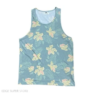 Topman Topshop Mens Green Tropical Print Gym Beach Tank Top Shirt Size Small - Picture 1 of 6