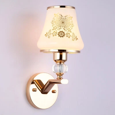 LED Wall Light Pull Switch/N Glass Lampshade Hotel Bedside Lamp Fixture E27 Bulb - Image 1 of 4