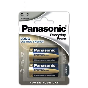 2 PANASONIC C EVERYDAY POWER ALKALINE BATTERIES LONG LASTING ENERGY 2BL 1.5V NEW - Picture 1 of 1
