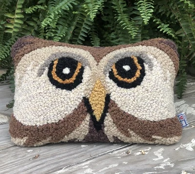 Almohada enganchada de lana Chandler 4 esquinas Wise Owl 8" x 12" de Judith Reilly  Foto 1 de 4