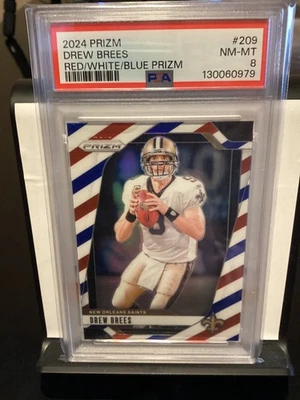 2024 prizm drew brees red/white/blue prizm psa 8 - Image 1 of 2