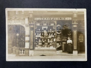 Hadfield Sweet Shop Front Oldham Lancashire Real Photo Vintage Postcard P58 - Imagen 1 de 2