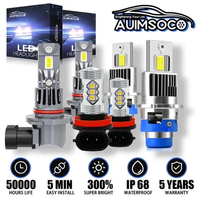 LED Headlight Fog Light Bulbs Xenon White For Toyota Land Cruiser 2013 2014 2015 - Image 1 of 4