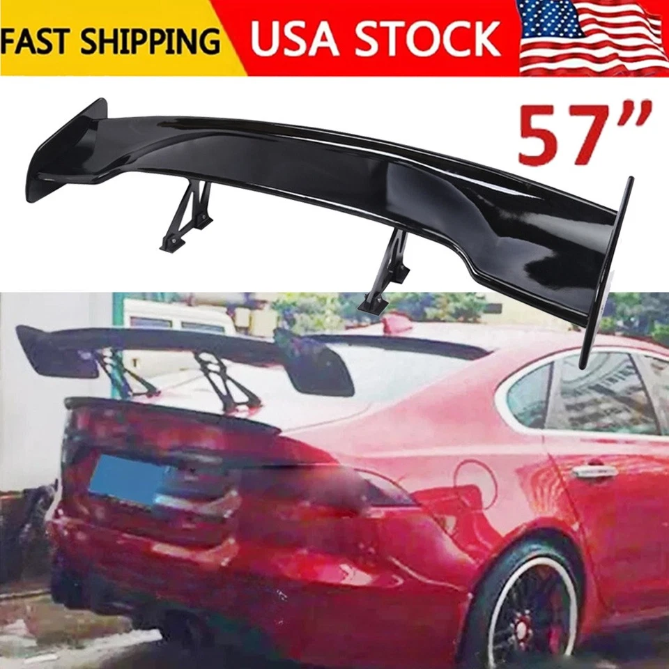 Gloss Black 57"Rear Spoiler Wing Truck GT-Style For Jaguar XE XF F-Type Screw-On Foto 1 de 4