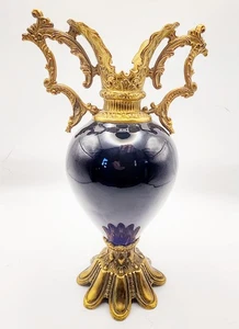 Antique Jennings Brothers JB Ormolu Cobalt Blue Glass Urn Vase #709 French Gilt - Picture 1 of 10