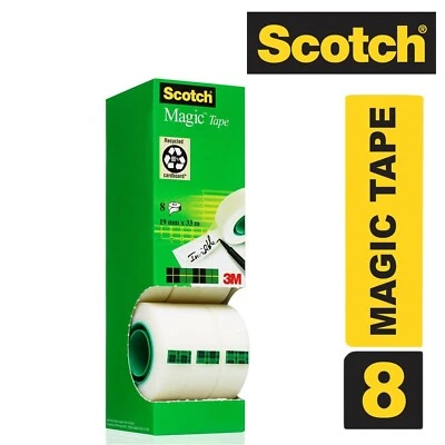 8 x Scotch Magic Tape Tower Invisible Adhesive Tape Sticky Tape 19mm x 33m