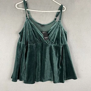 Torrid Velvet Cold Shoulder Babydoll Top Womens Size M-L Dark Green NWT - Picture 1 of 10
