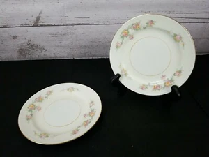 Eggshell Georgian Homer Laughlin Dessert Plates 6 1/4" Lot of 2 Gold Trim Floral - Picture 1 of 12