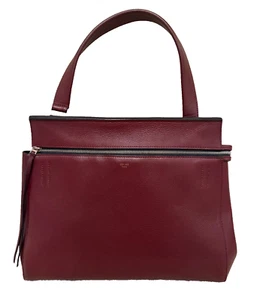 Celine Burgundy Pebbled Leather Edge Bag As-New Condition - Picture 1 of 7
