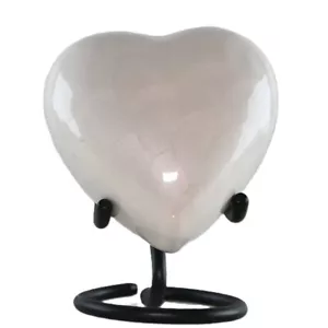 Urna de Recuerdo Corazón Mini Urna de Recuerdo Blanca con Soporte, Estuche de Terciopelo y Bolsa - Imagen 1 de 3