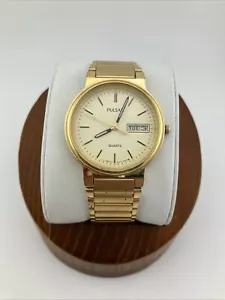 Reloj PULSAR Vintage Cuarzo Y148-7049 Tono Dorado Acero Inoxidable Día Fecha - Funciona - Imagen 1 de 19