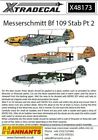 Xtradecal X48173 Messerschmitt Bf-109 Stichmarkierungen Pt 2 Aufkleber 1/48