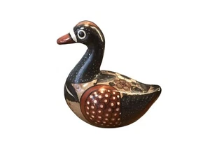 Vintage 8" Tonala Talavera Mexican Pottery Folk Art Hand Painte Duck - Picture 1 of 6