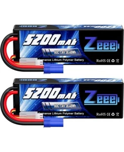 (434) Zeee 2S Lipo Battery 7.4V 5200mAh 80C Hard Case Battery with EC5 Plug... - Picture 1 of 6