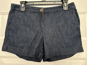 Ann Taylor Loft Dark Wash Flat Front Denim Shorts - Size 2 - Picture 1 of 2